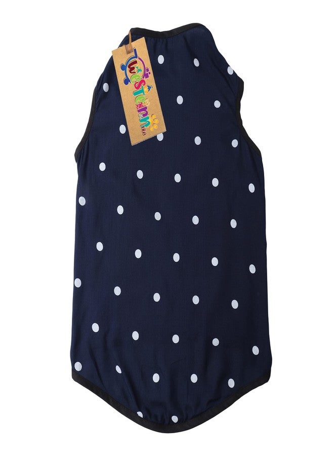 Western Era Funky Soft Cotton Dog T-Shirt, Comfortable Dog Clothing, Sleeveless Vest Puppy Outfit, Apparel (Small - 14inches, Polka Blue) - Image 5